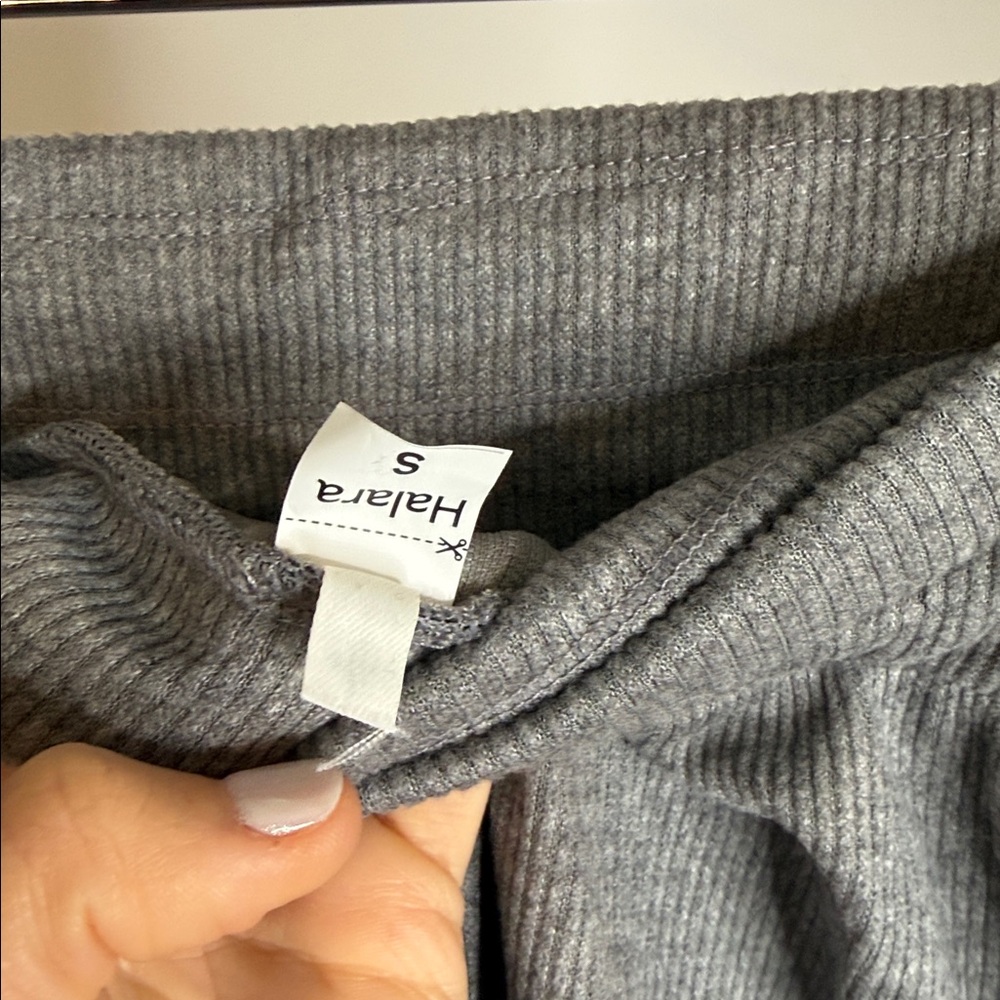 NWOT Halara ribbed high waisted wide leg lounge pants size small grey - Picture 8 of 11